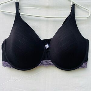 Adore Me Black Bra with Purple Lace Accent